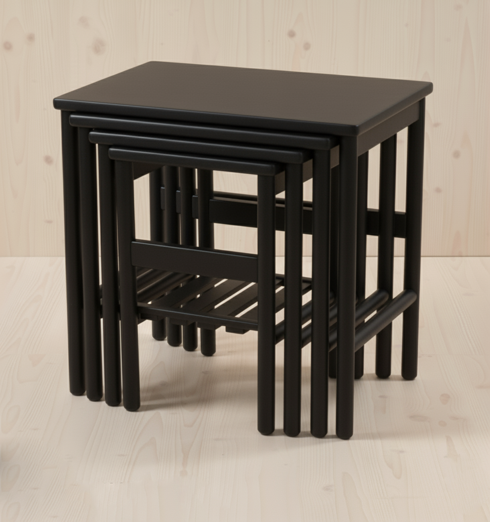 Bambu Serisi Masif Ceviz (Walnut) Özel Tasarım Zigon Sehpa Takımı - Görsel 3