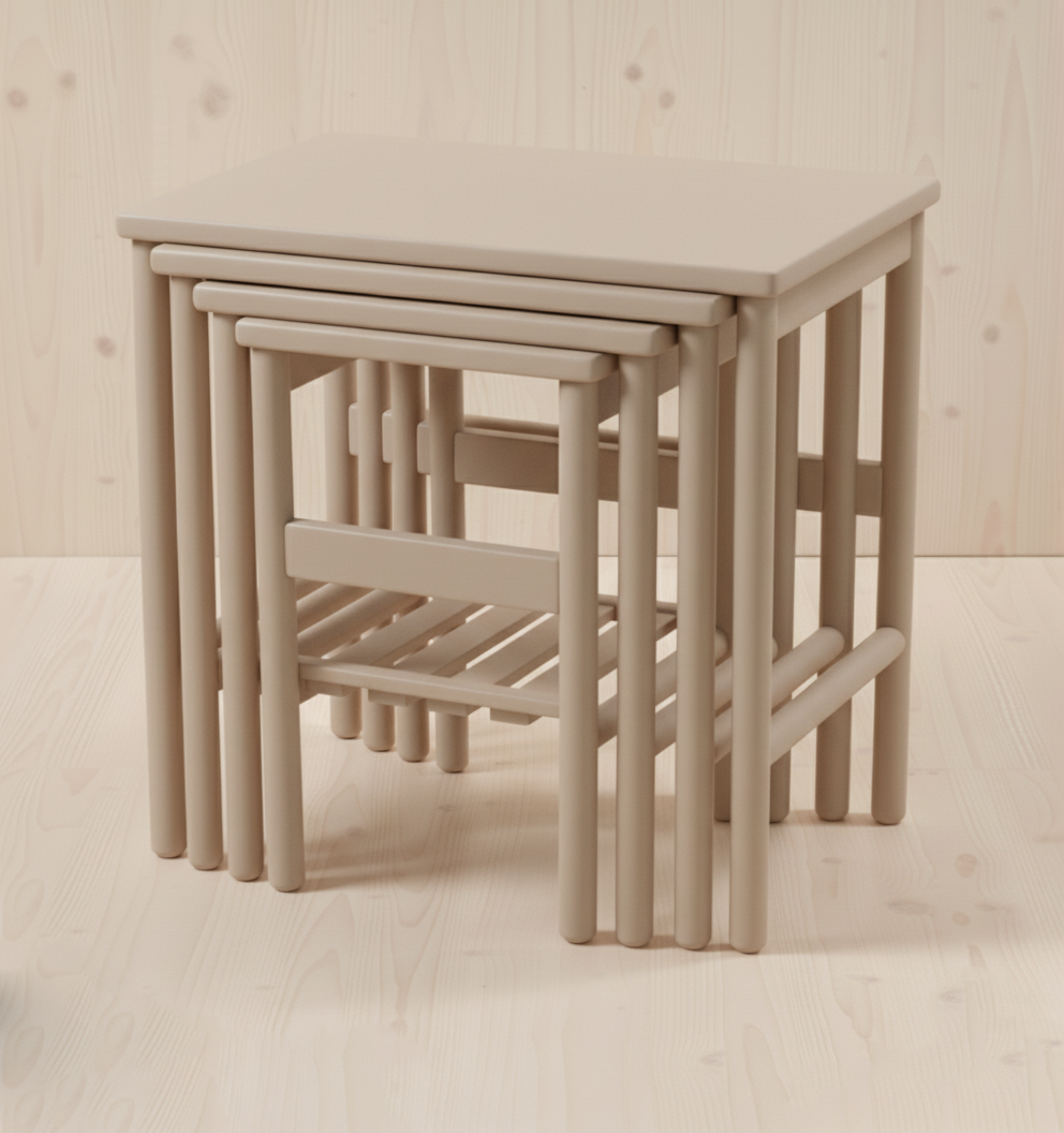 Bambu Serisi Masif Ceviz (Walnut) Özel Tasarım Zigon Sehpa Takımı - Görsel 2