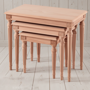 Hanedan Serisi Oymalı ve Tornalı Klasik Zigon Sehpa Takımı