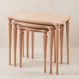 Majeste Serisi Geniş Tablalı ve Tornalı Ayaklı Klasik Zigon Sehpa Takımı