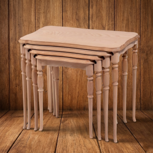 Prenses Serisi Alçak Formlu ve Oymalı Klasik Zigon Sehpa Takımı