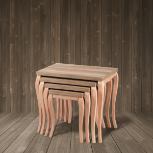 Kuğu Serisi Masif Ceviz (Walnut) Lükens Ayaklı Zigon Sehpa Takımı